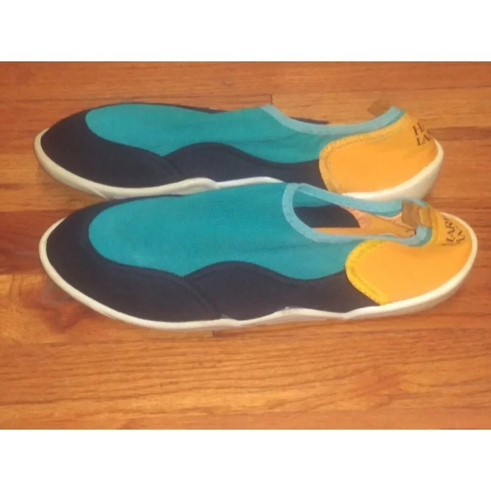 HARBOR LANDING Water Shoes Mens Size 10 Black Turquoise Blue Orange Boat Shoes